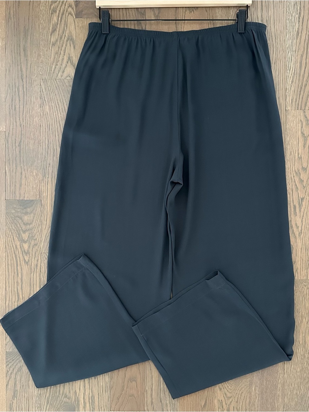 Eileen Fisher High Waist Wide Leg Silk Georgette Pant in Dark Blue Grey Small - Picture 10 of 10